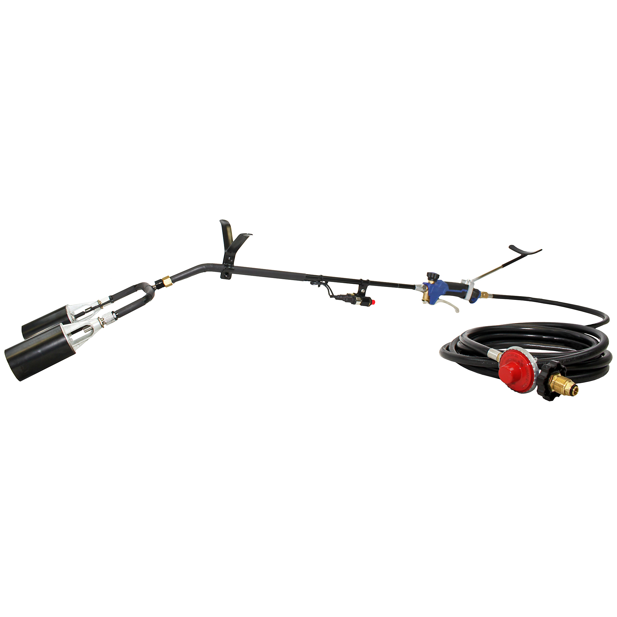 Flame King, dual head propane torch weed burner, black, w/push button piezo ignitor, YSN1000K